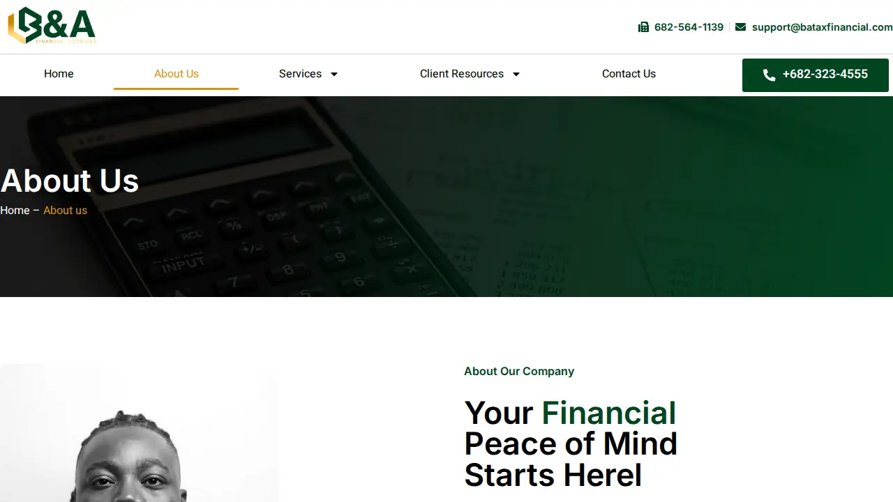 B&A Financial Services page