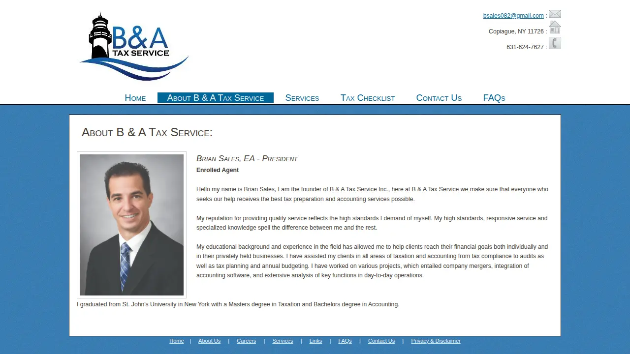 B & A Tax Service Inc page