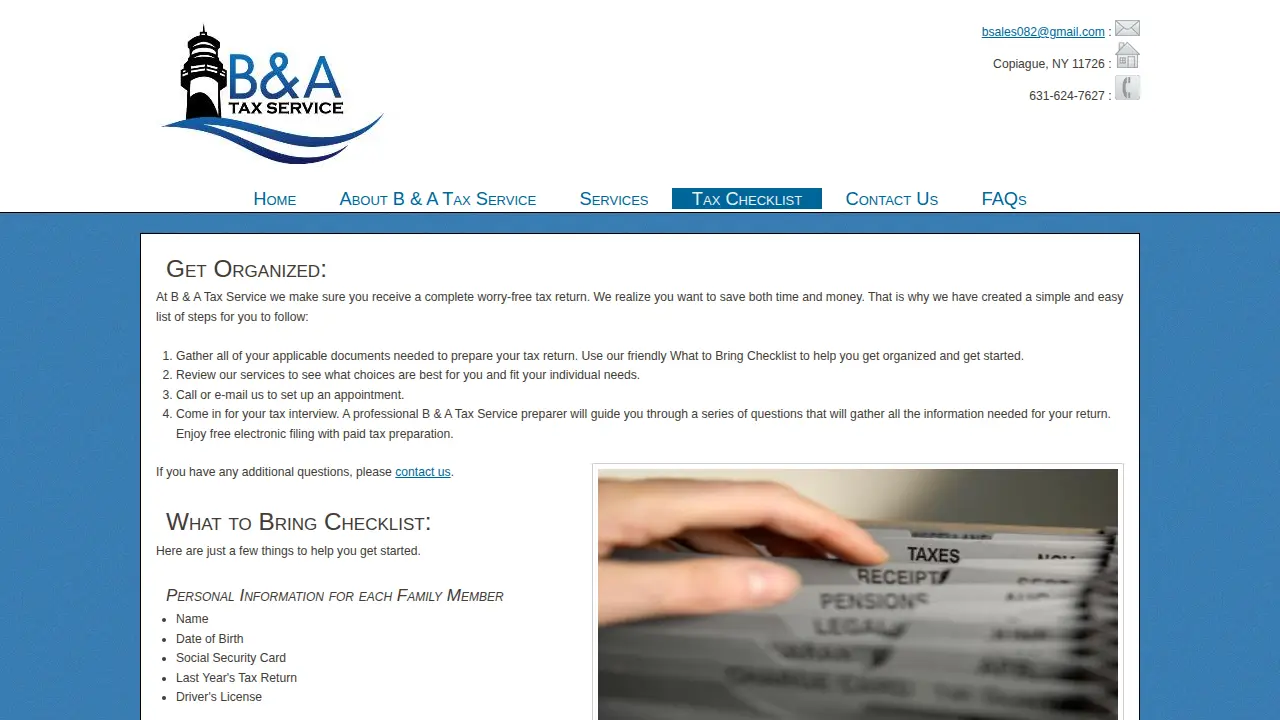 B & A Tax Service Inc page