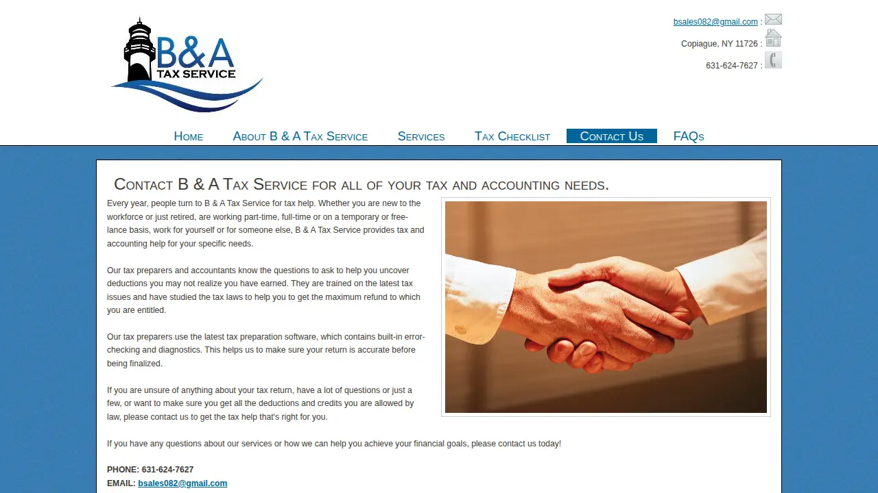 B & A Tax Service Inc page