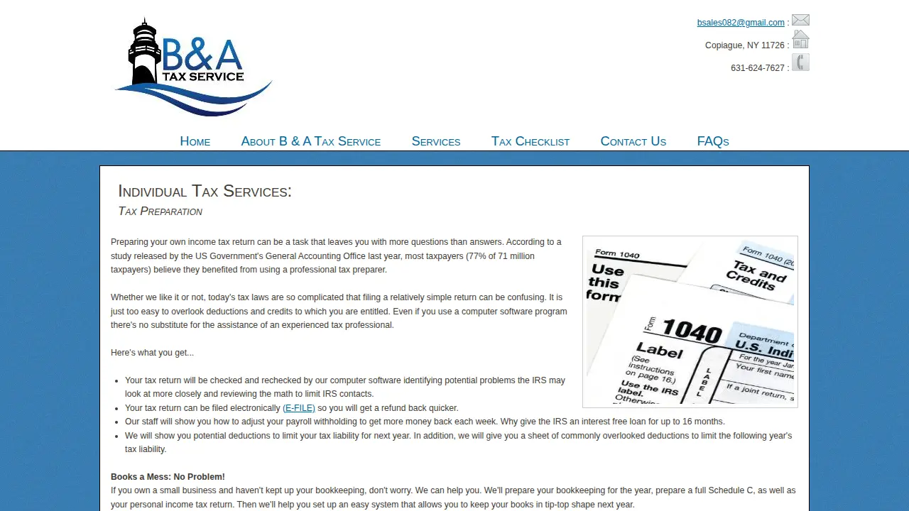 B & A Tax Service Inc page
