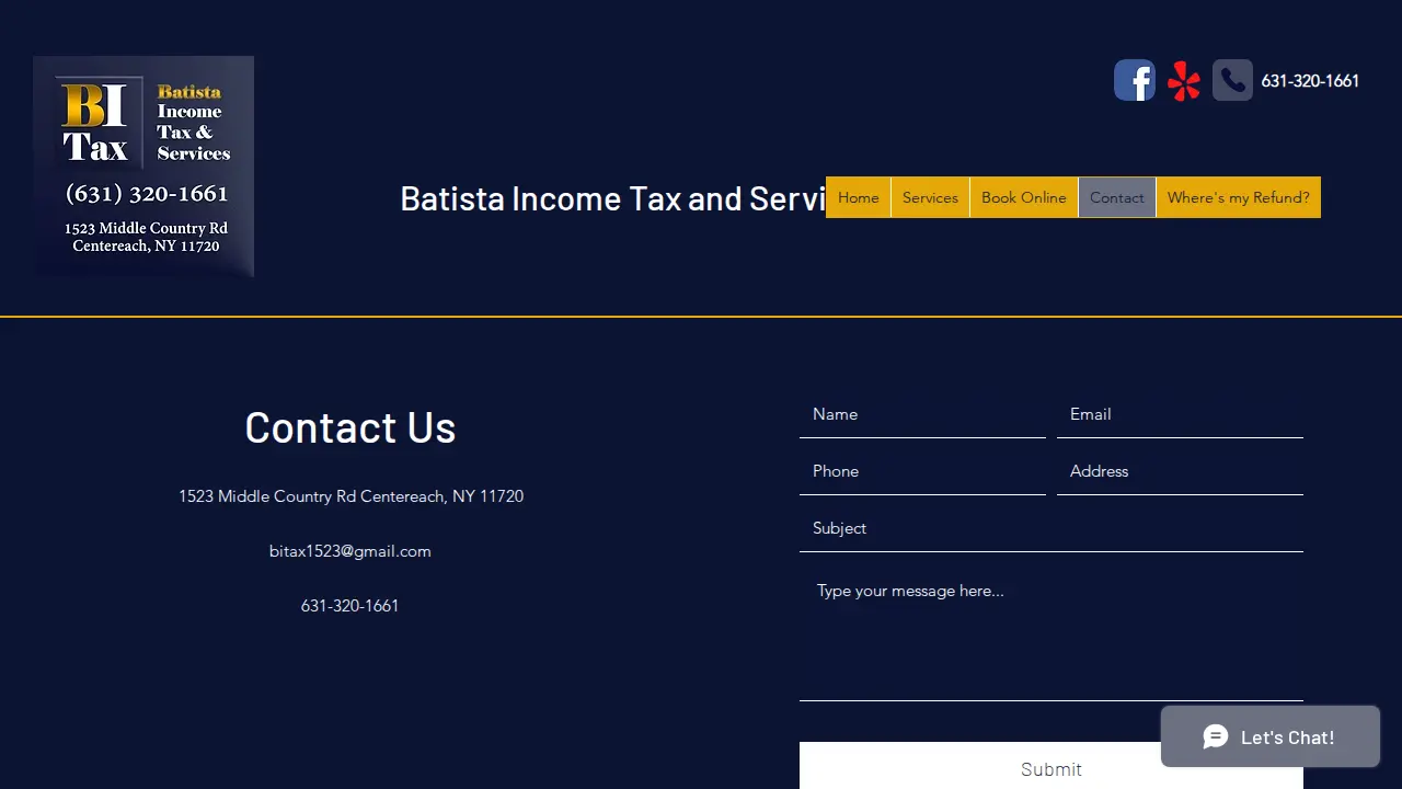 Batista Income Tax & Services page
