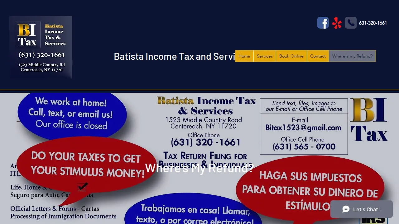 Batista Income Tax & Services page