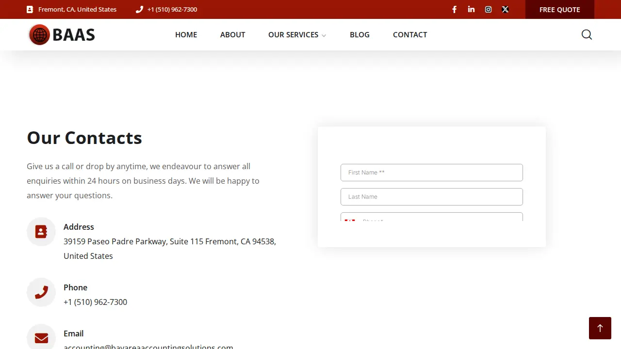 Bay Area Accounting Solutions page