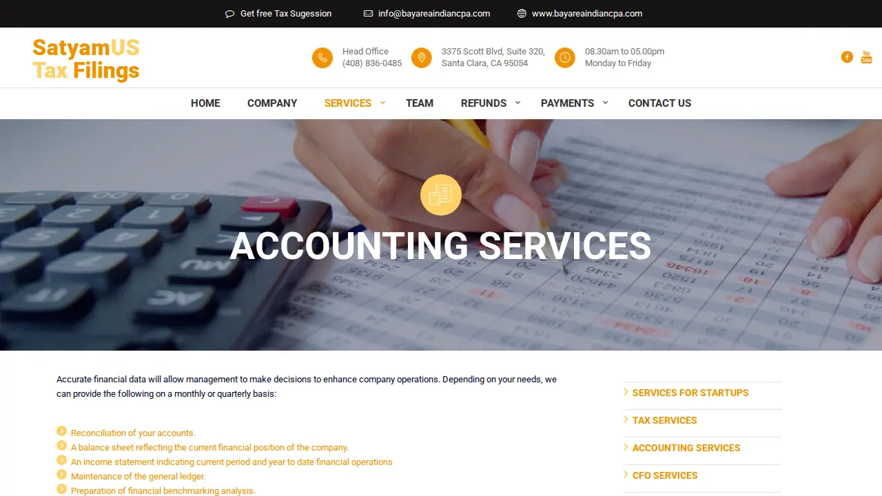 SatyamUS Tax Filings page
