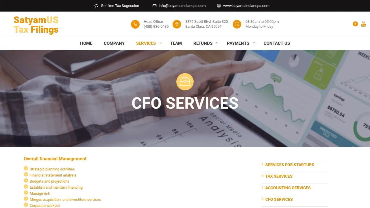 SatyamUS Tax Filings page