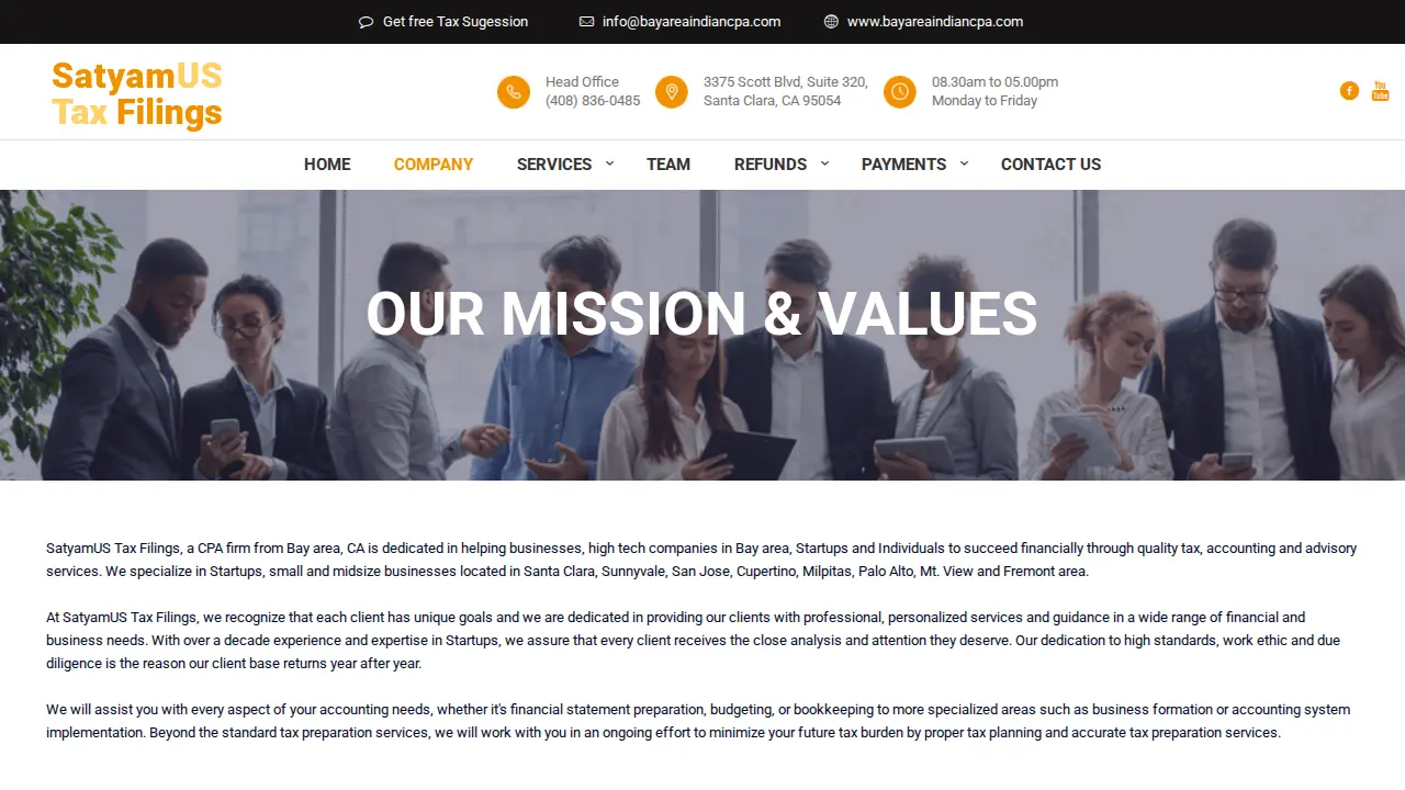 SatyamUS Tax Filings page