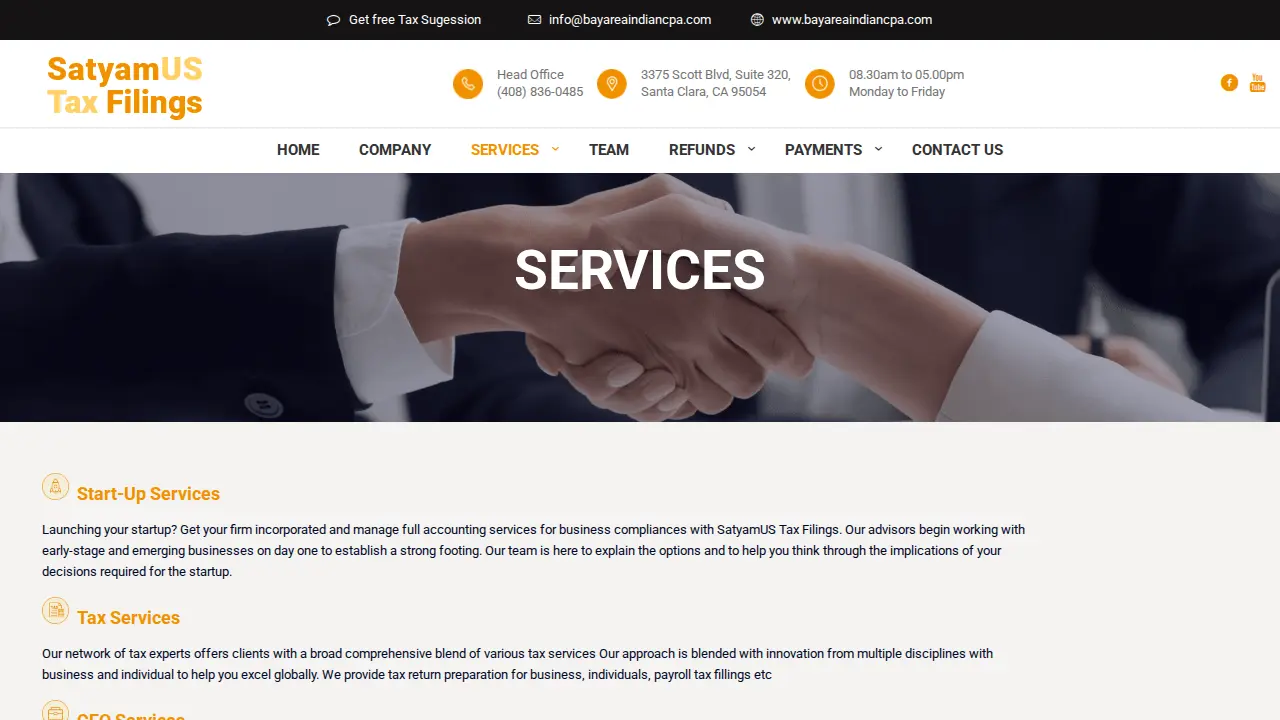 SatyamUS Tax Filings page