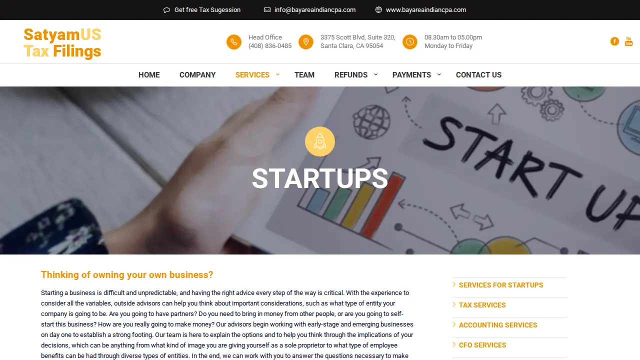 SatyamUS Tax Filings page