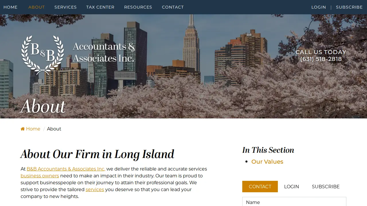 B&B Accountants & Associates Inc. page