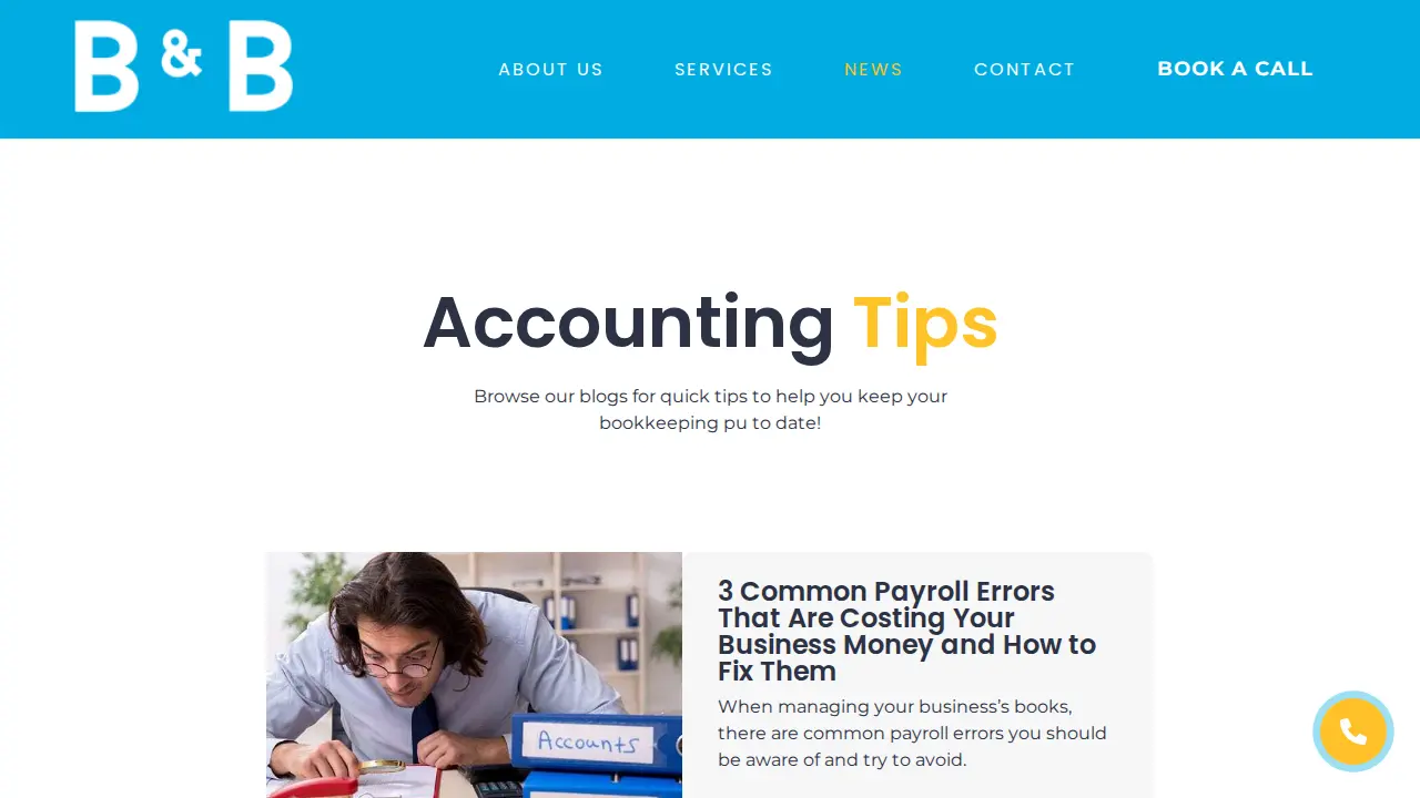 B&B Bookkeeping and Accounting Services page
