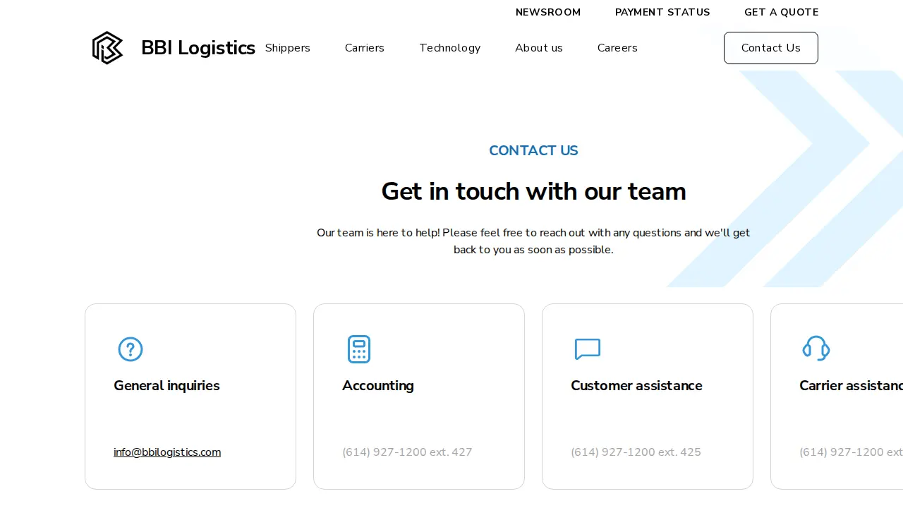 BBI Logistics HQ page