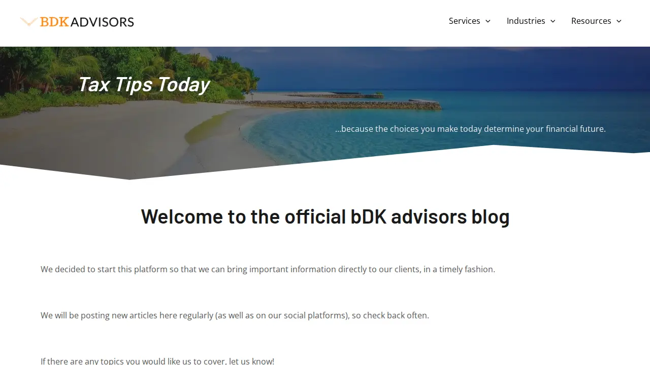 BDK Advisors - Accounting and Tax Solutions - CPA page