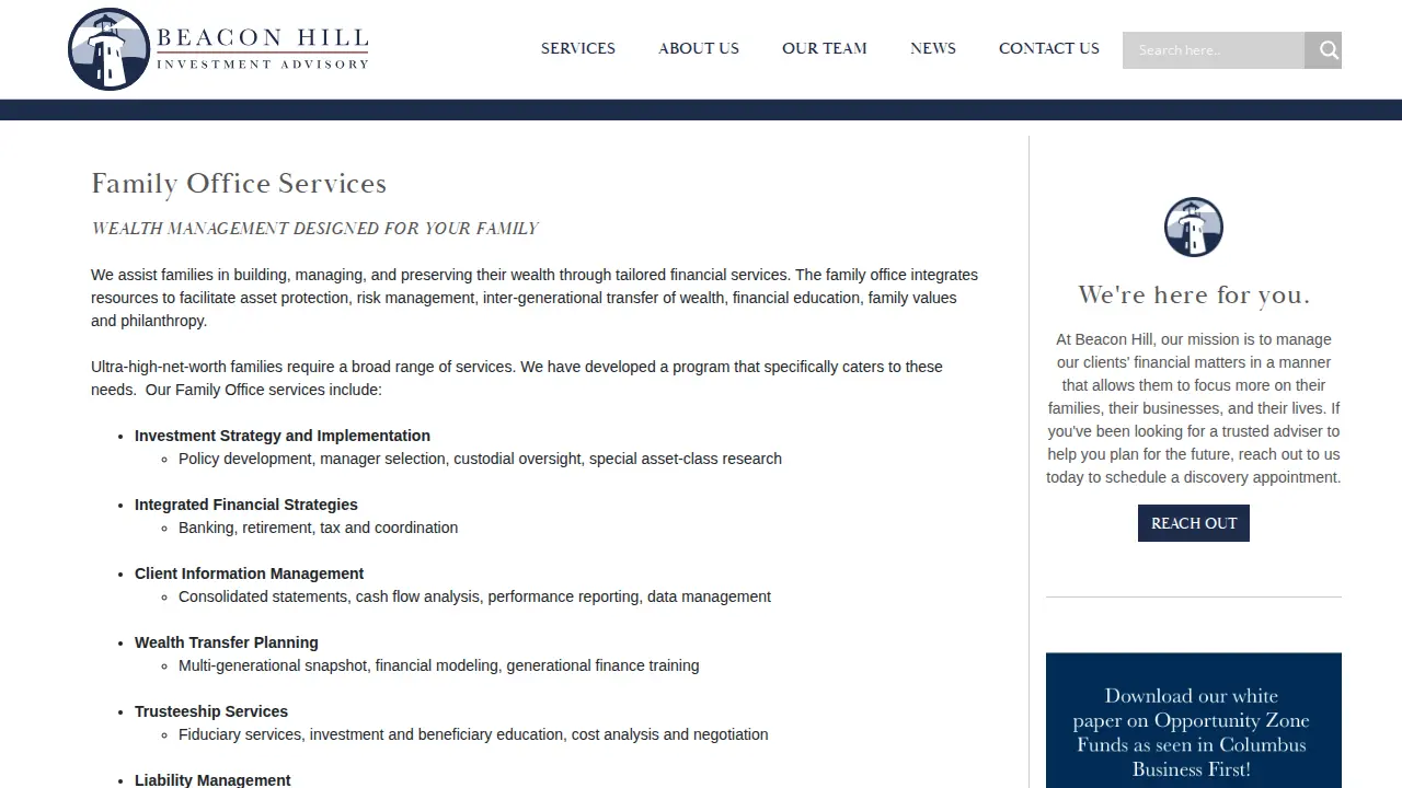 Beacon Hill Investment Advisory page