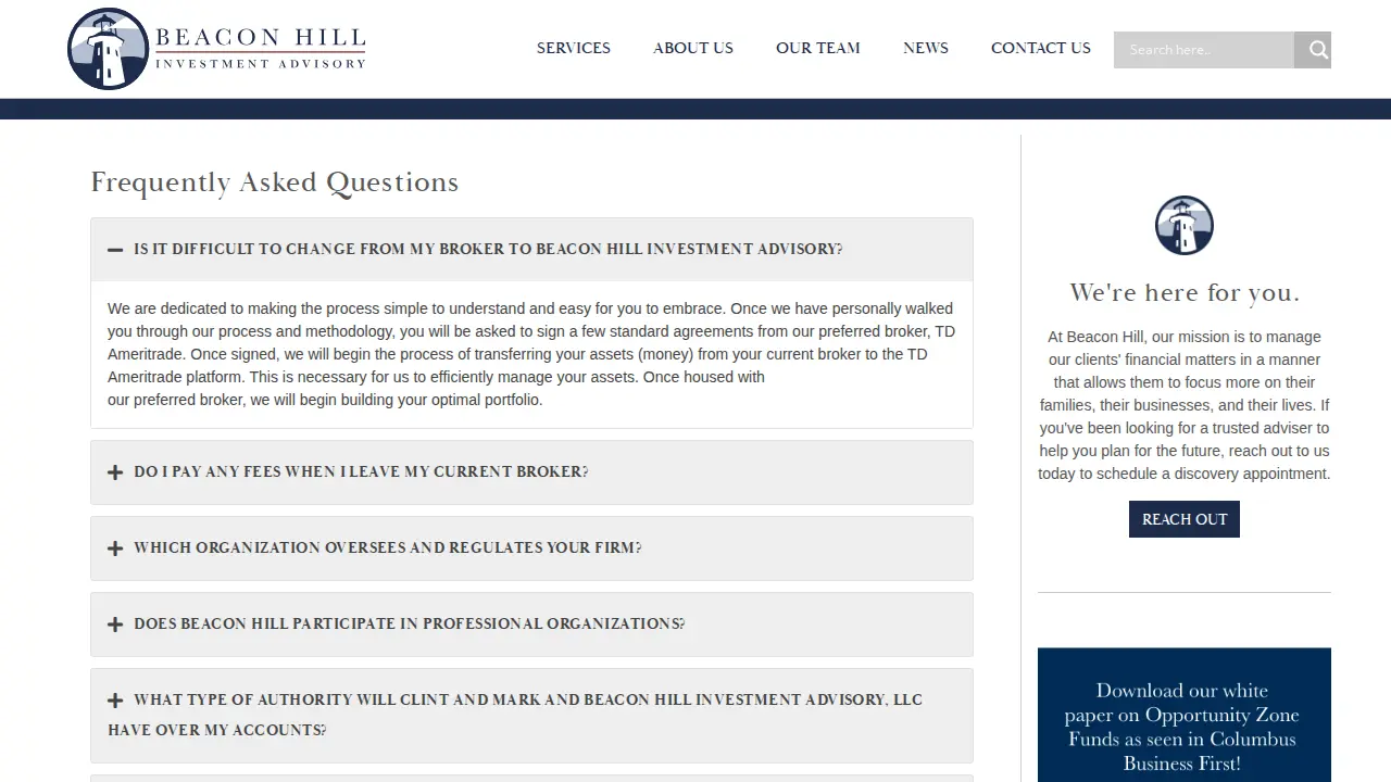 Beacon Hill Investment Advisory page