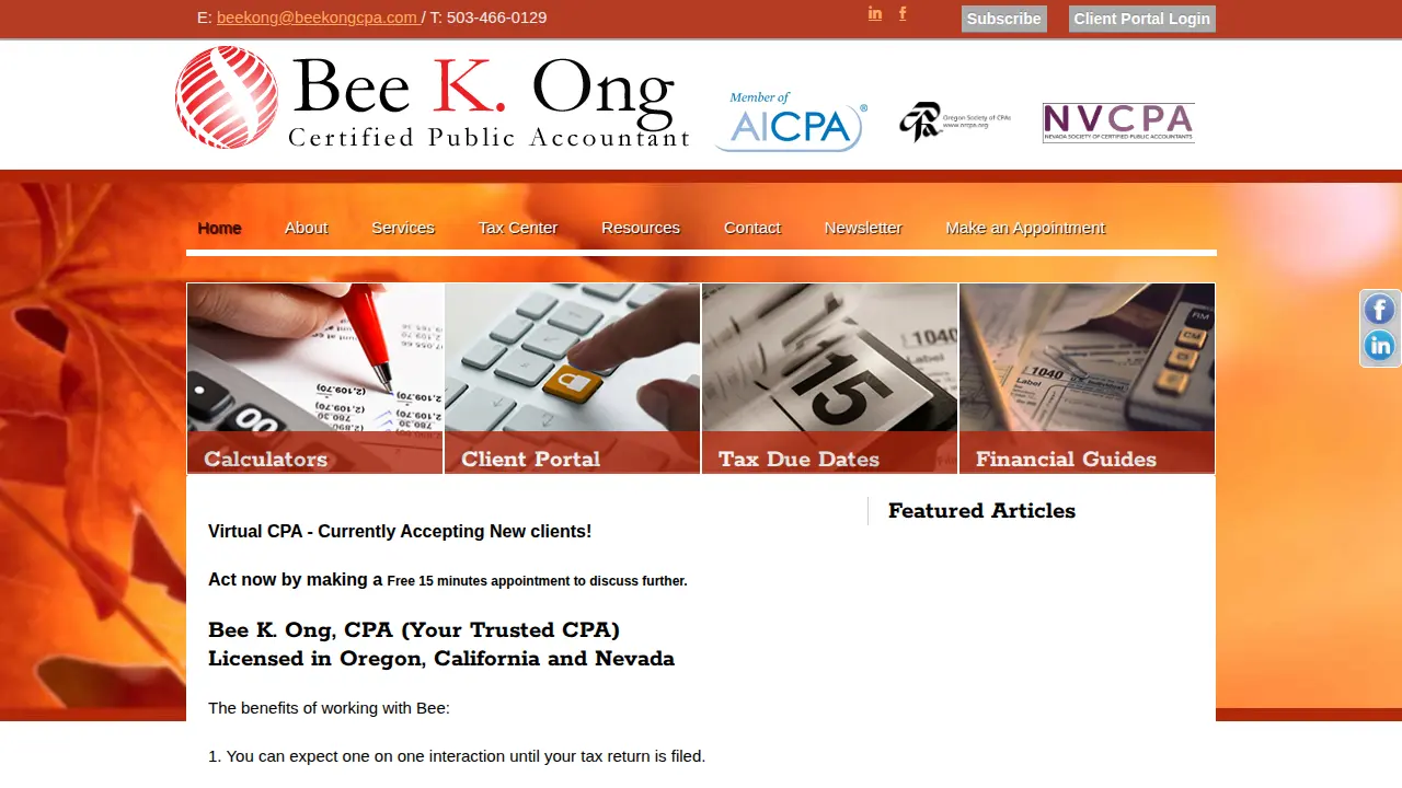 Bee K Ong CPA LLC page