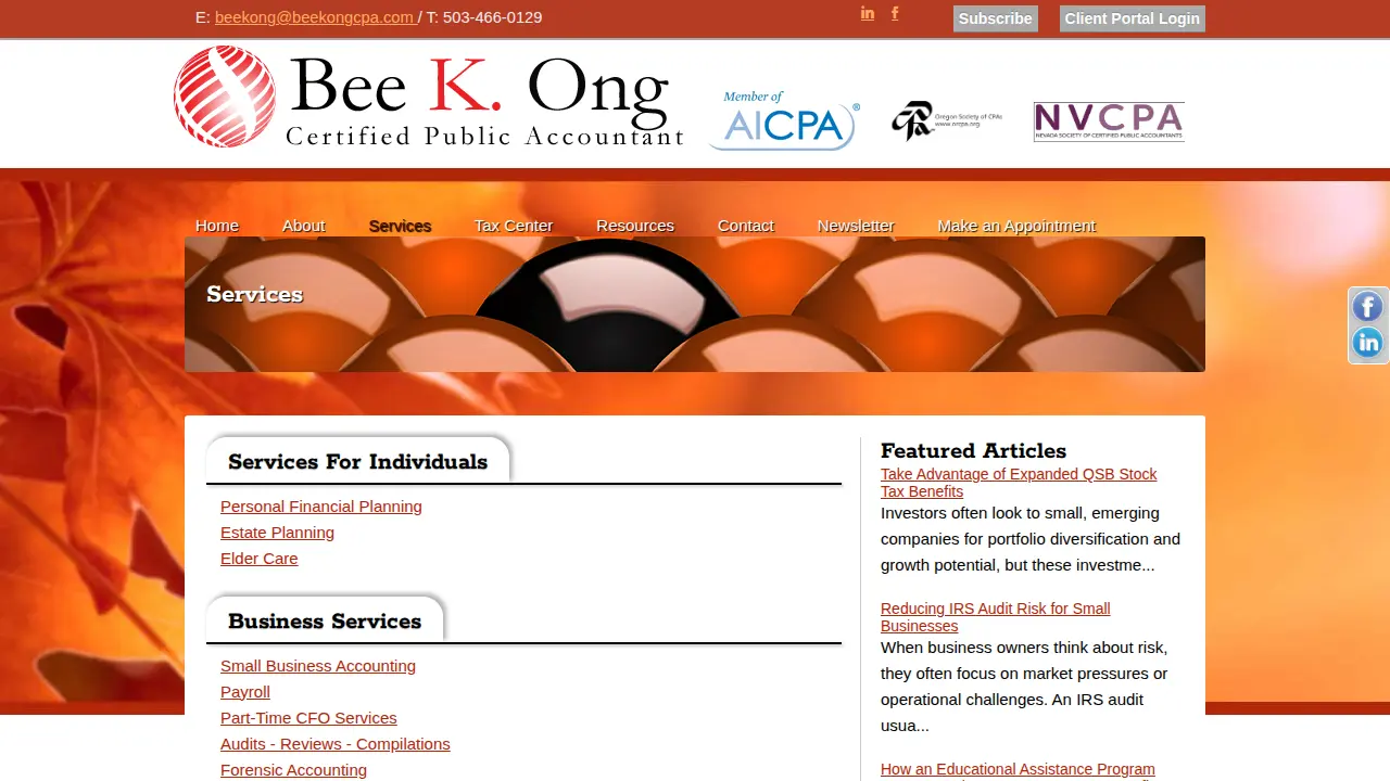 Bee K Ong CPA LLC page