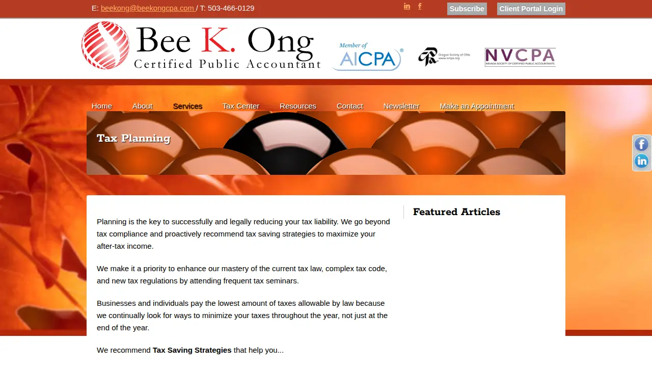 Bee K Ong CPA LLC page