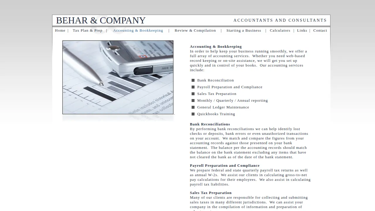 Behar & Company page
