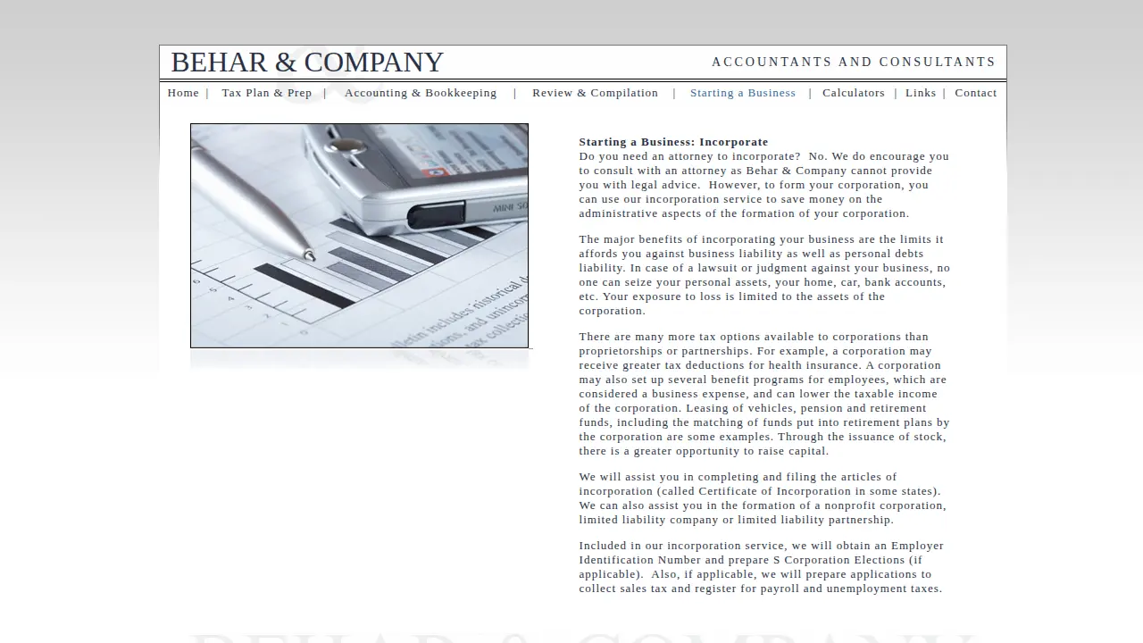 Behar & Company page