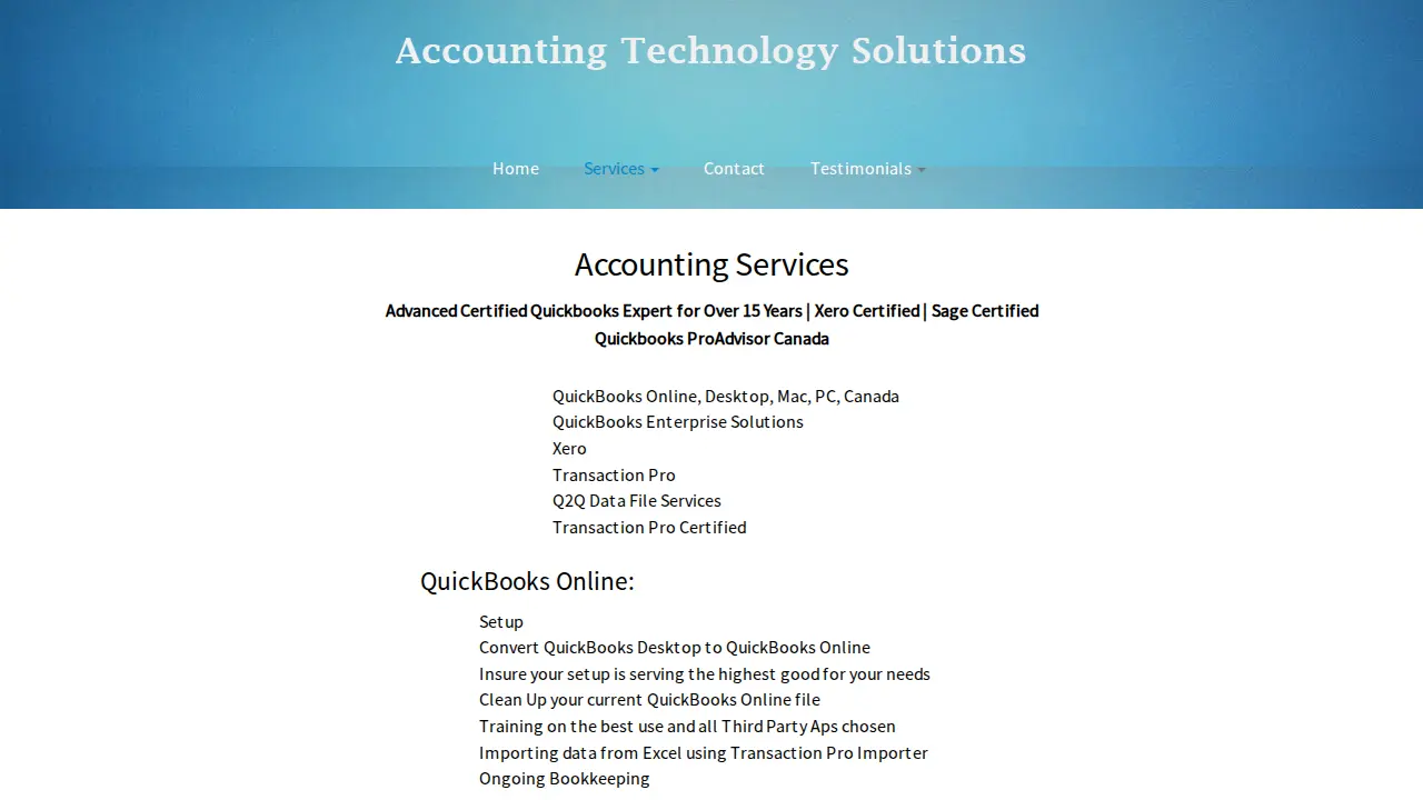 Accounting Technology Solutions page