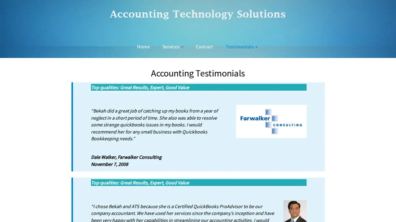 Accounting Technology Solutions page