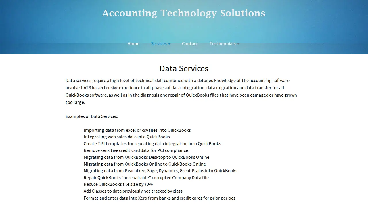Accounting Technology Solutions page