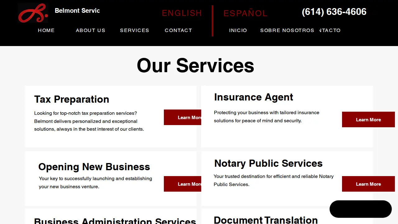 Belmont Services page