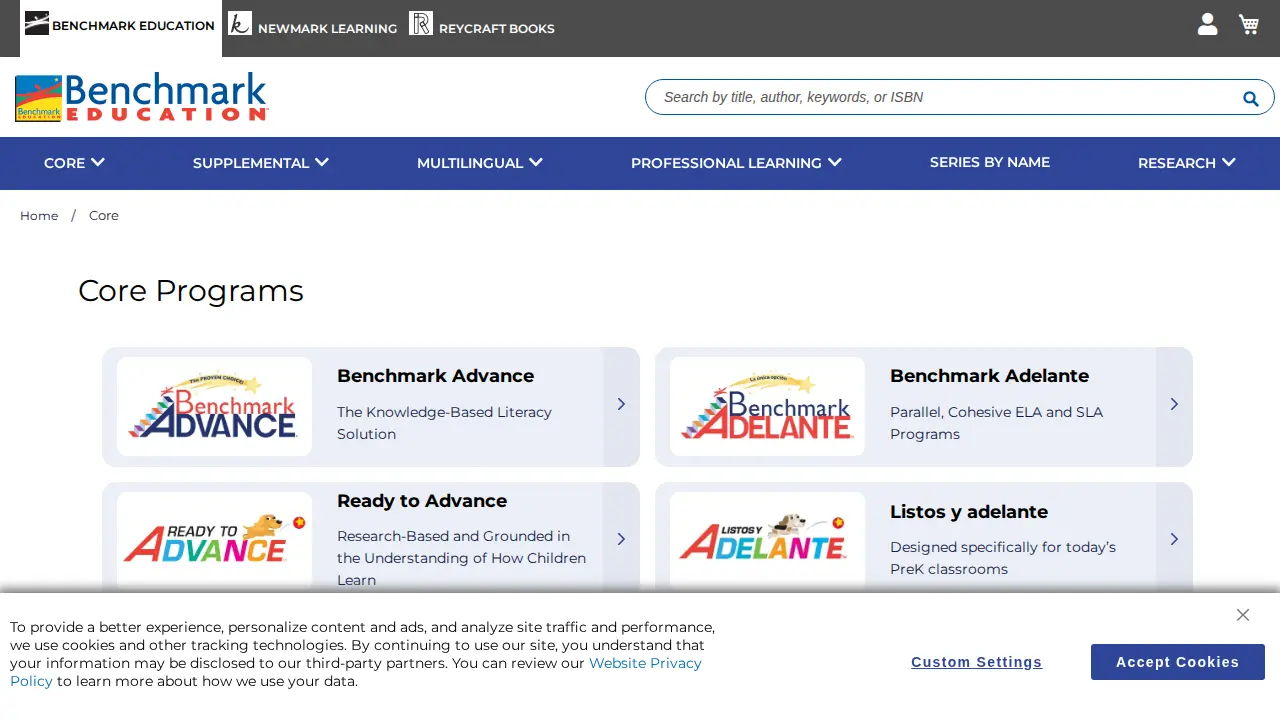 Benchmark Education Company Fulfillment Center page