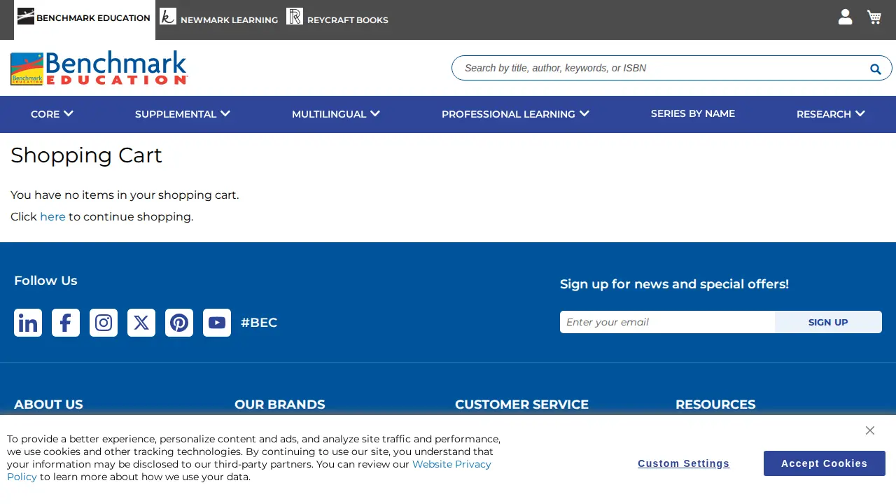 Benchmark Education Company Fulfillment Center page