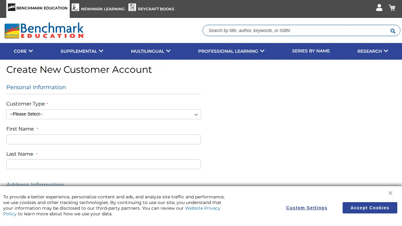Benchmark Education Company Fulfillment Center page