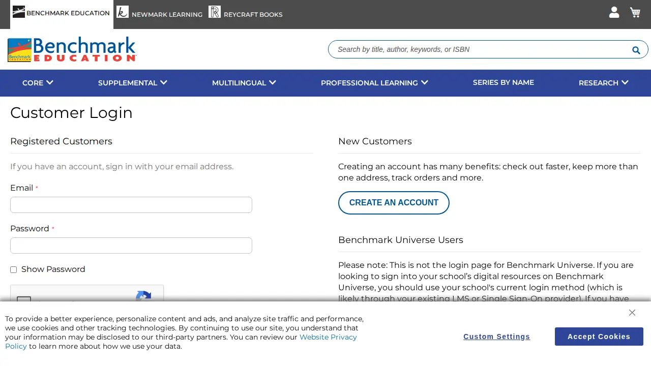 Benchmark Education Company Fulfillment Center page