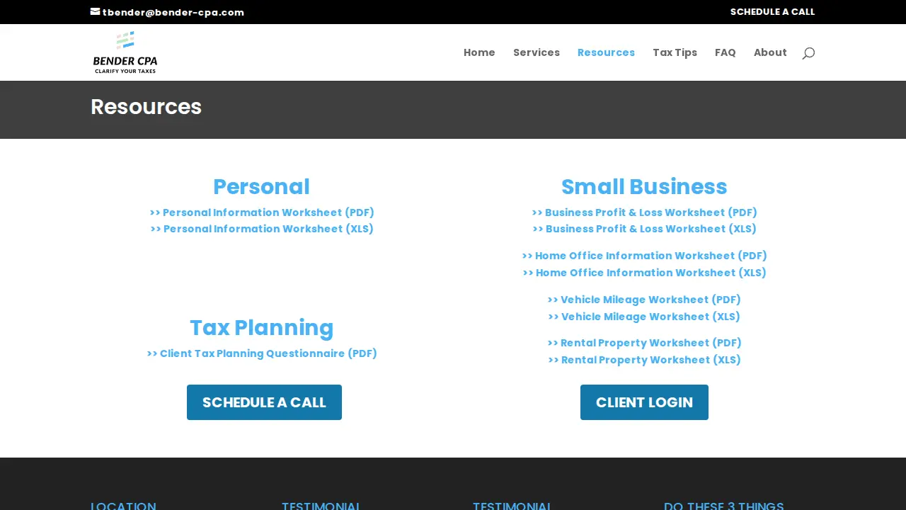 Bender CPA page