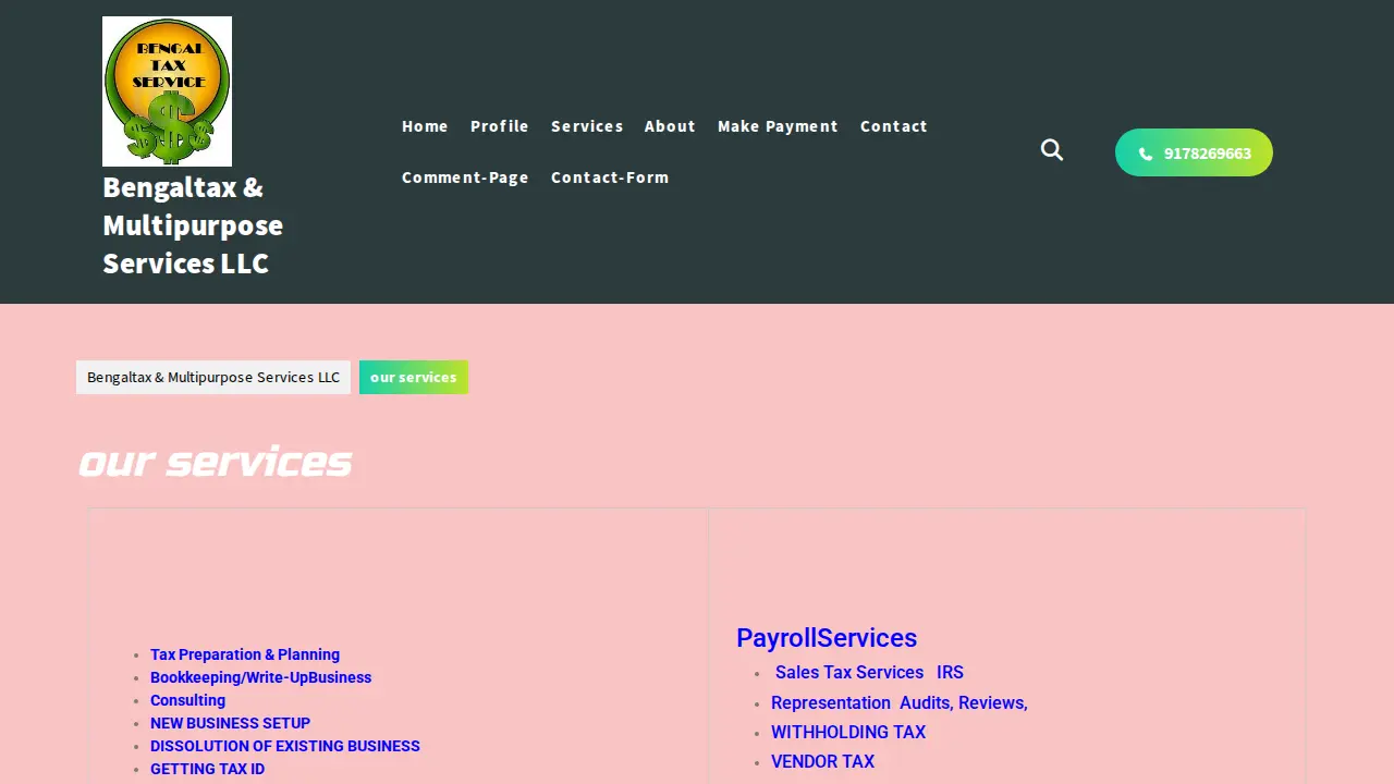 Bengaltaxservice page