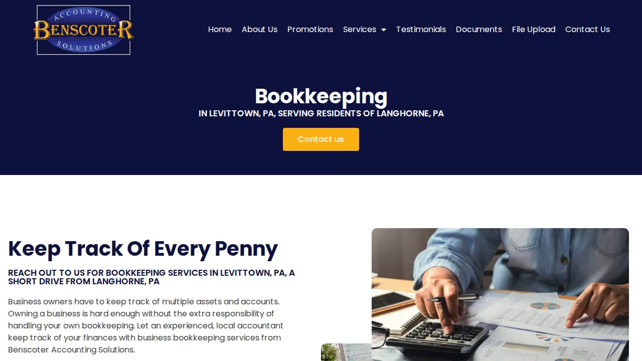 Benscoter Accounting Solutions page