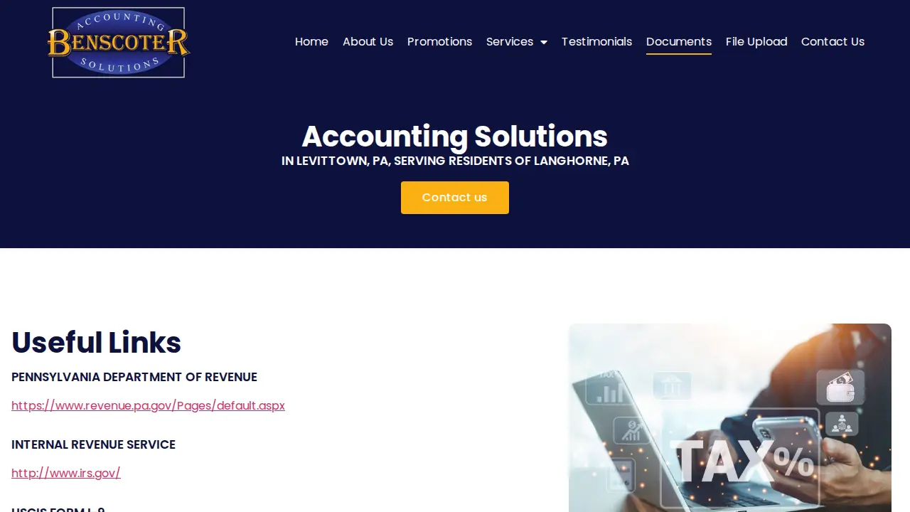 Benscoter Accounting Solutions page