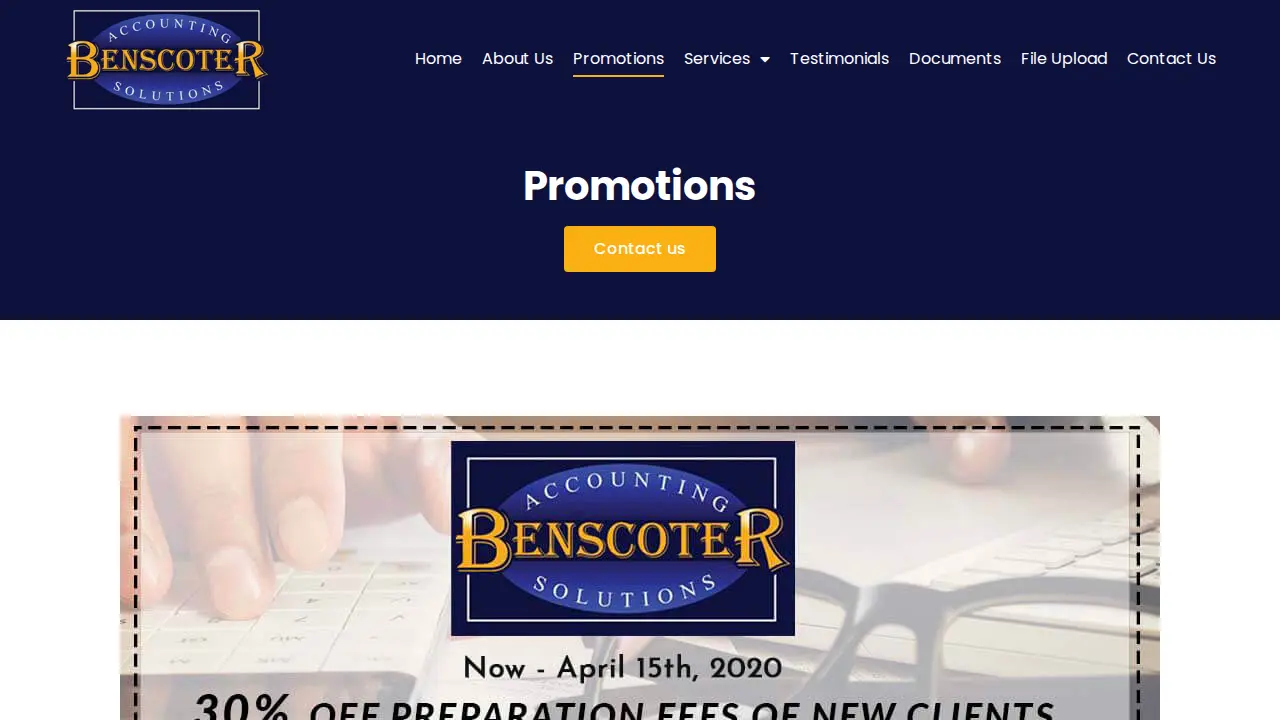 Benscoter Accounting Solutions page