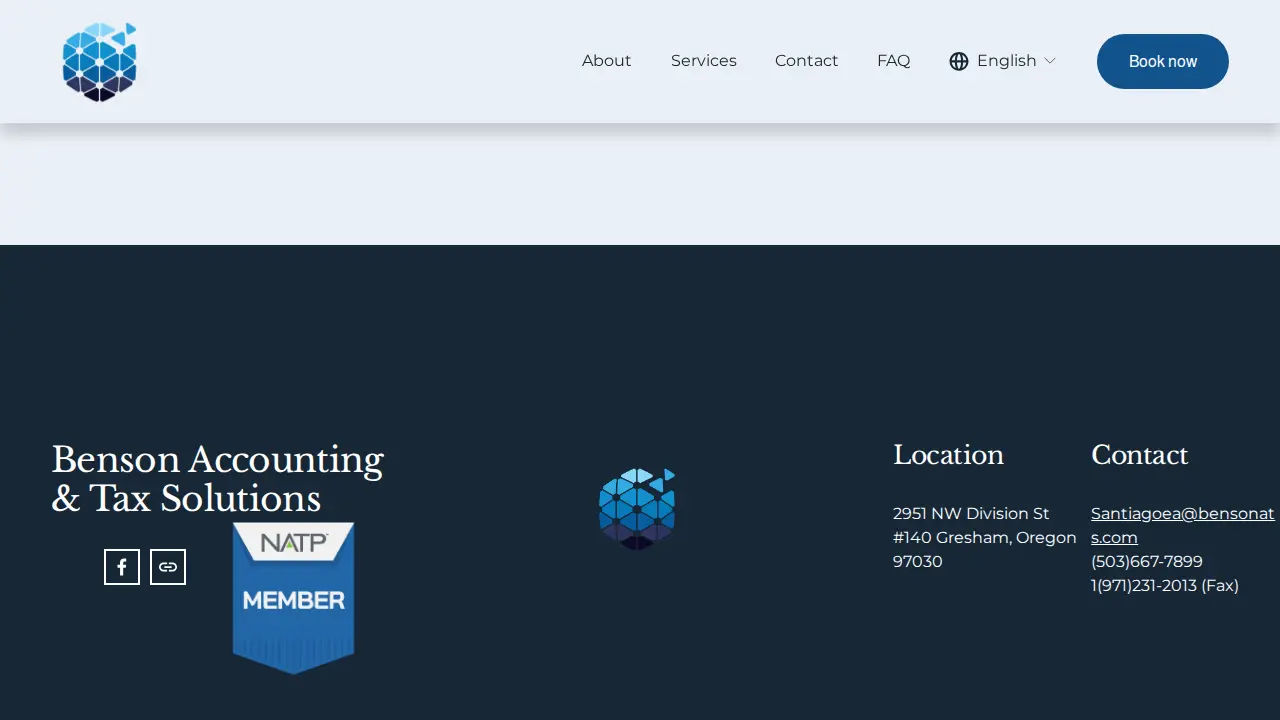 Benson Accounting and Tax Solutions page