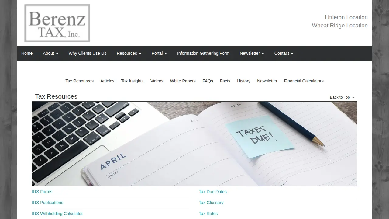 Berenz Tax, Inc page