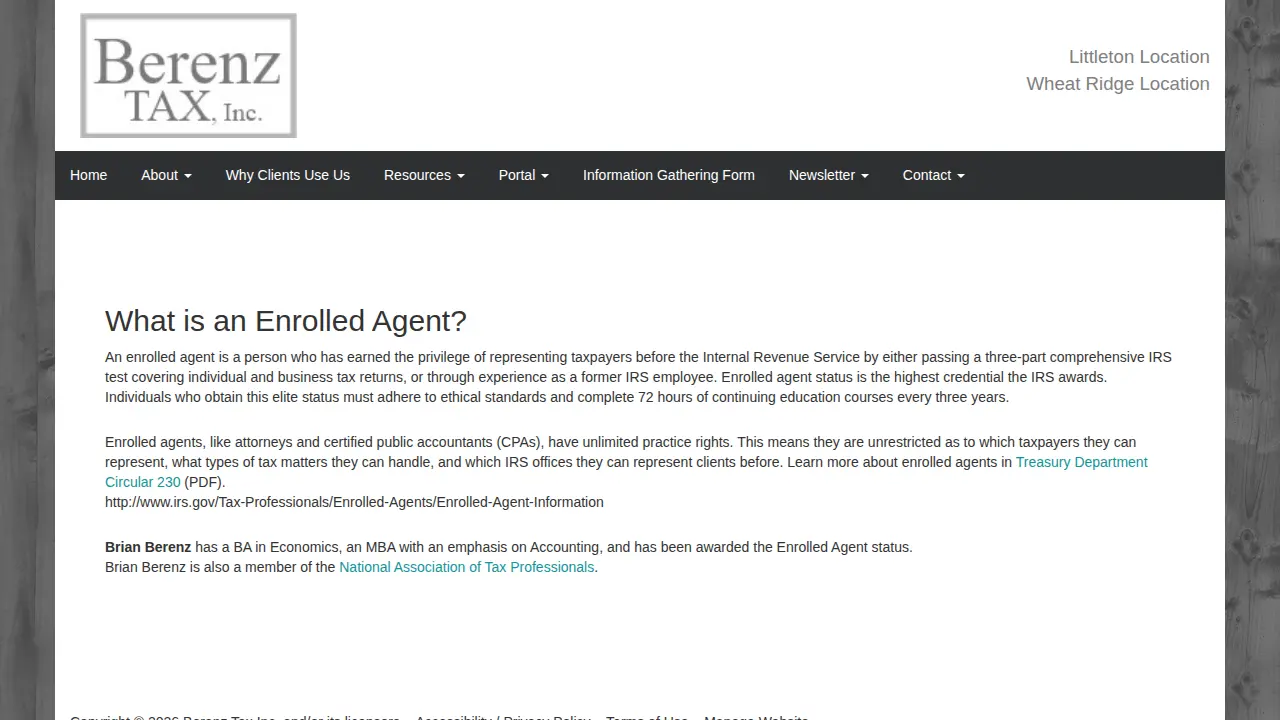 Berenz Tax, Inc page