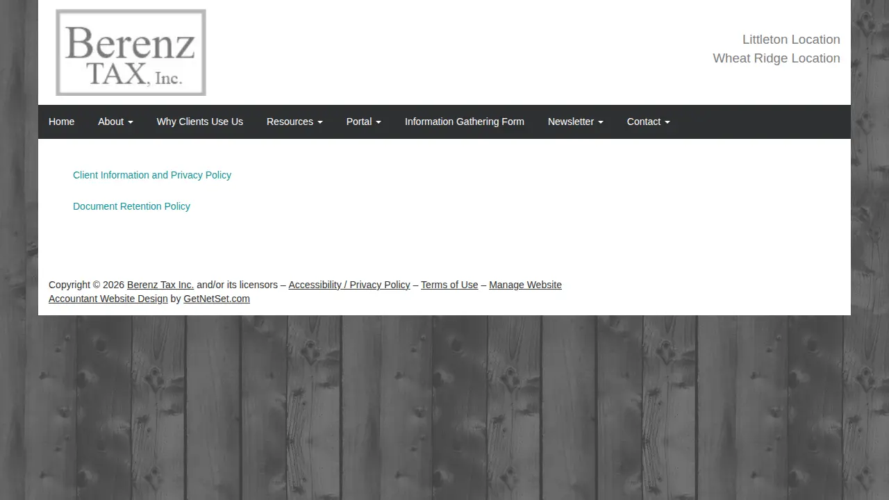 Berenz Tax, Inc page