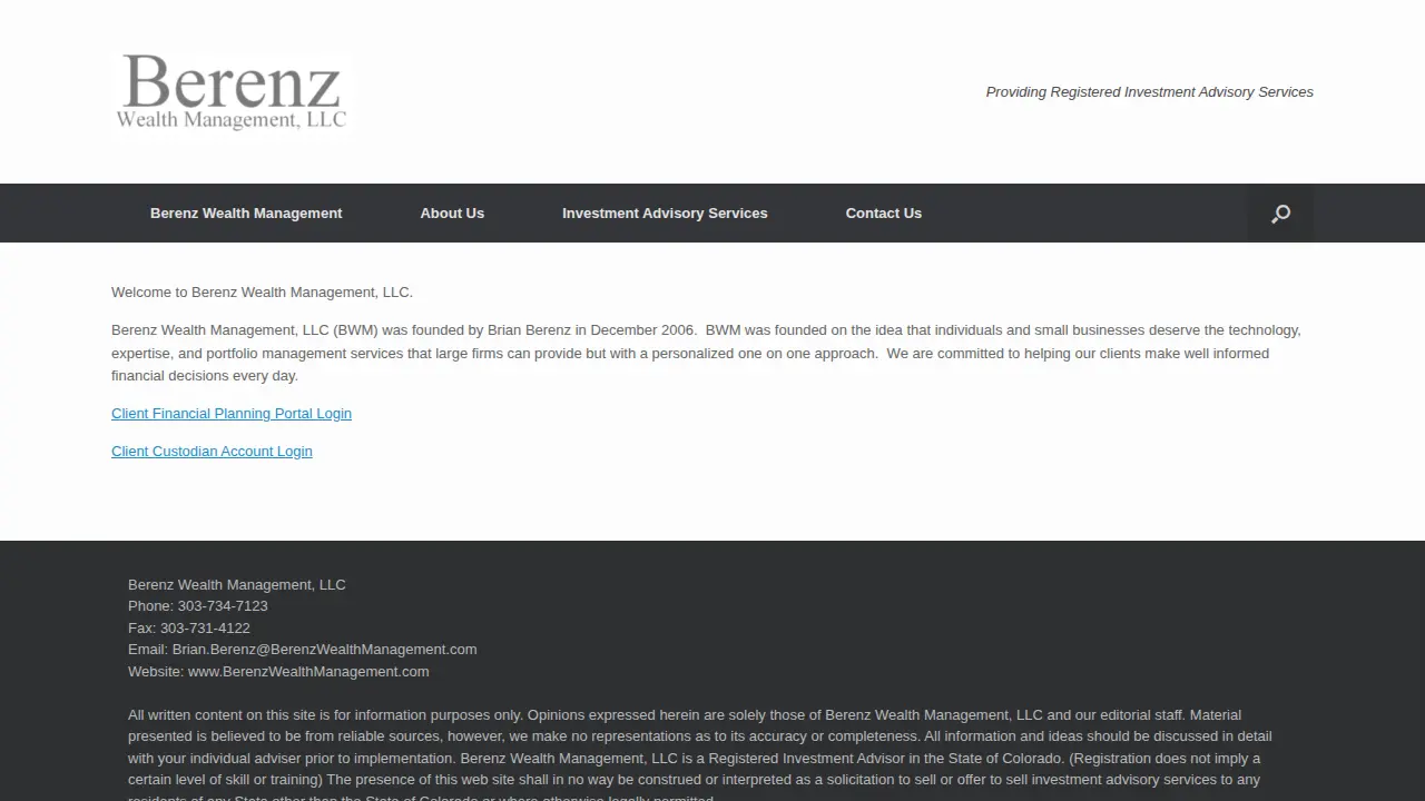 Berenz Wealth Management, LLC website