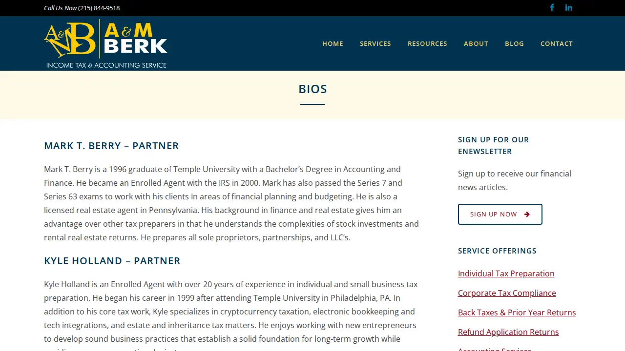 A & M Berk Tax Service Inc page