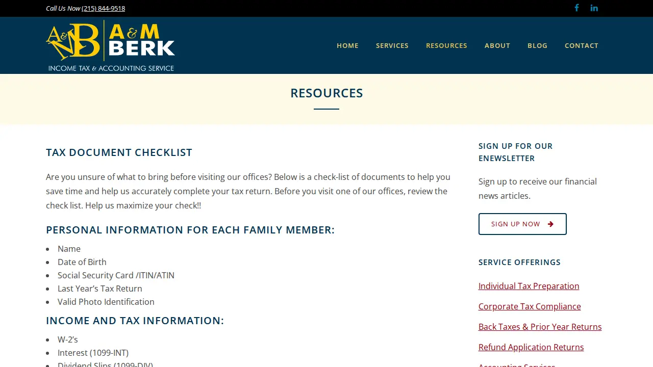 A & M Berk Tax Service Inc page