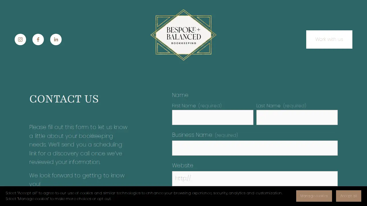 Bespoke + Balanced Bookkeeping page
