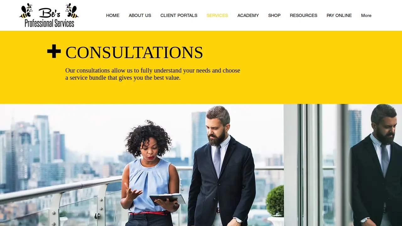 Be's Professional Services page