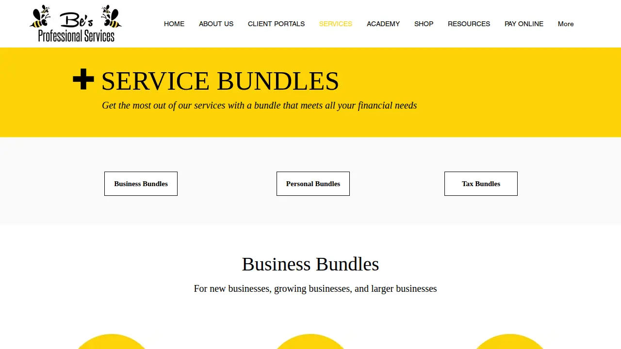 Be's Professional Services page
