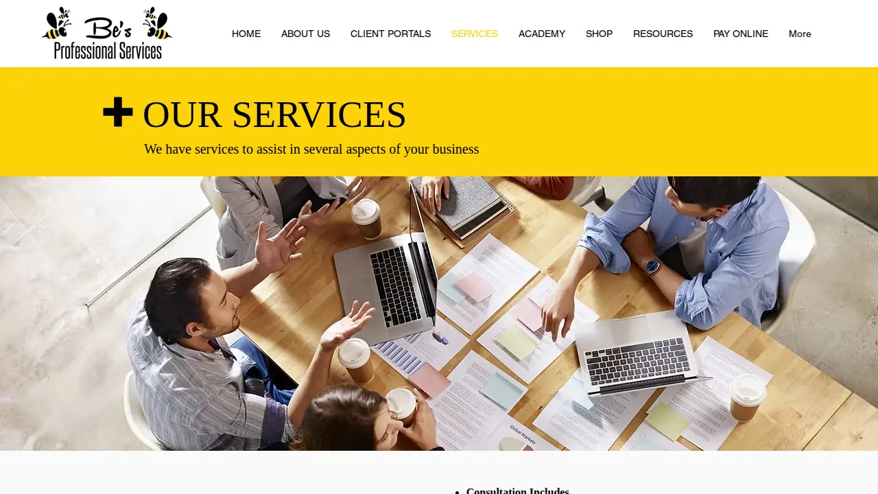 Be's Professional Services page