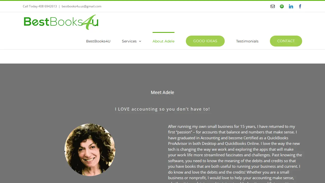 BestBooks4u Bookkeeping Excellence with Adele Gruber page