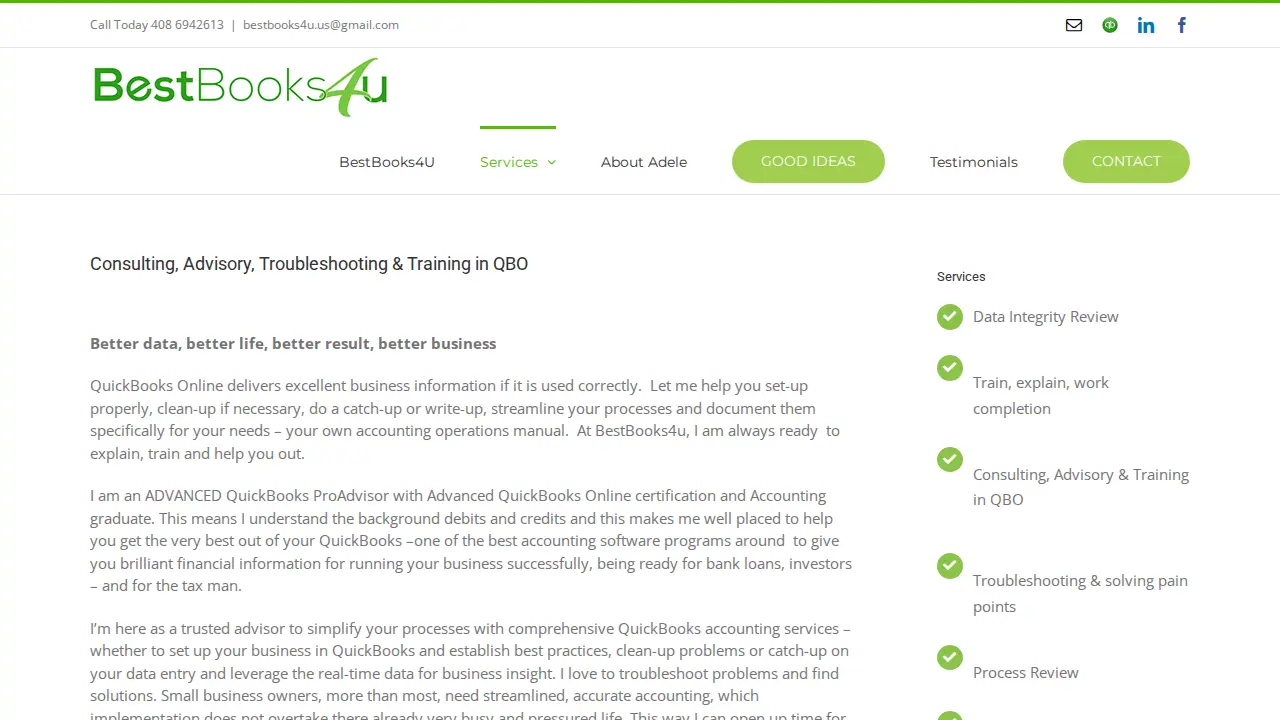 BestBooks4u Bookkeeping Excellence with Adele Gruber page